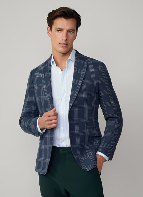 Cotton Linen Delave Check Blazer