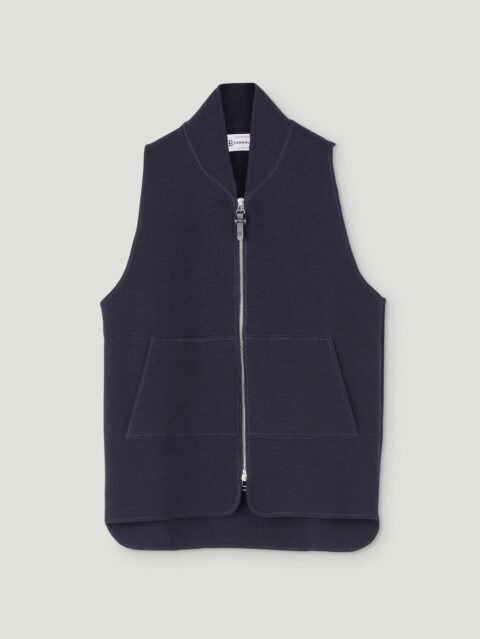 Navy Wool Drop Back Car Vest Connolly